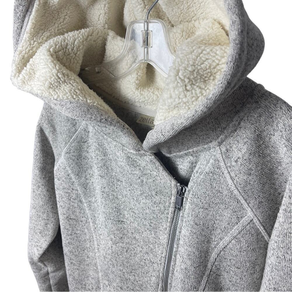 Zella Sherpa-Lined Hooded Jacket, Side zip, Outdoor Athleisure, Lounge, Gray, L - Picture 6 of 9